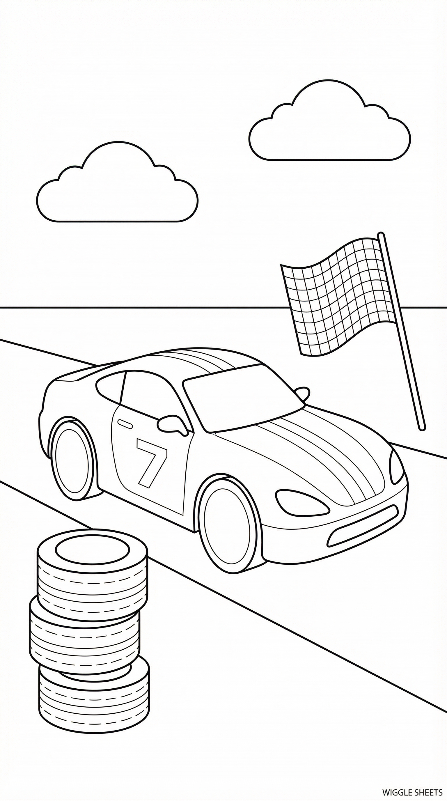 Yellow Race Car Coloring Page